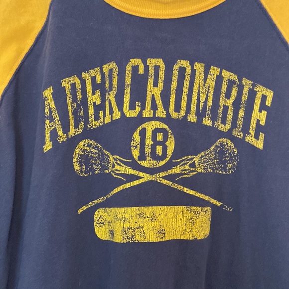 Y2K Abercrombie and Fitch muscle Tee size large mustard yellow and navy - Picture 2 of 7